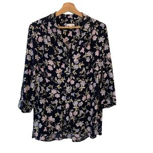J. Jill Floral Women's Long Sleeve Button Down Blouse Size Medium